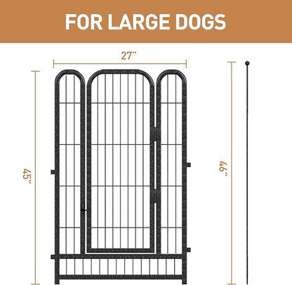 Metal Dog Playpen, 45" Inch Height 24 Panels, Ideal Dog Fence for Large/Medium/Small Dogs Indoor & Outdoor Bliss, Perfect Dog Pen for Camping, Yard and RV | Black-Silver