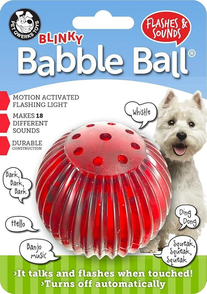 Pet Qwerks Blinky Babble Ball - Flashing Interactive Chew Dog Toy - Medium