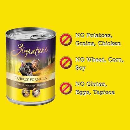 Zignature Turkey Formula Grain-Free Wet Dog Food 13oz, case of 12