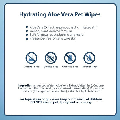 Best Pet Supplies 8" x 9" Pet Grooming Wipes for Dogs & Cats, 100 Pack, Plant-Based Deodorizer for Coats & Dry, Itchy, or Sensitive Skin, Clean Ears, Paws & Butt - Hydrating Aloe Vera (Unscented)