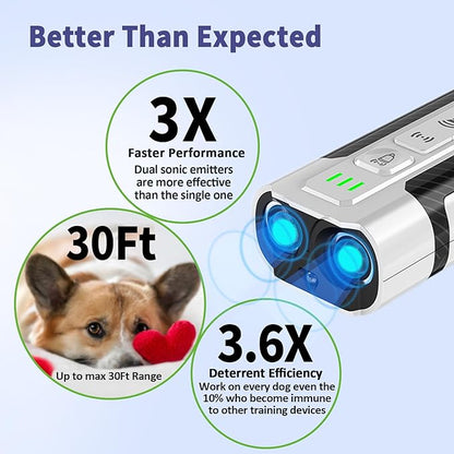 Ultrasonic Dog Bark Deterrent Device, Anti-Barking Devices for Dogs Training & Behavior Aids，Stop Barking and Correct Bad Behaviors, Bark Collar-Free Training Tool, Safe and Humane in & Outdoor Use
