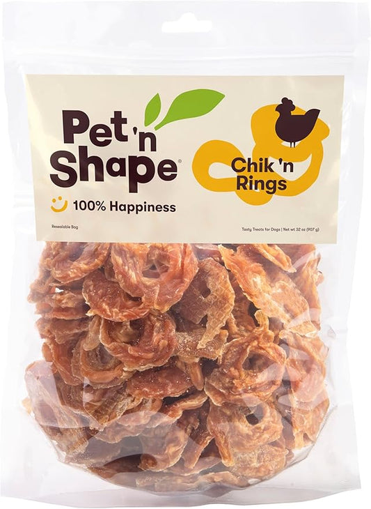 Pet 'n Shape Chik 'n Rings – Natural Chicken Breast Jerky Dog Treats, 2 Pound