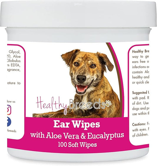 Healthy Breeds Plott Ear Cleaning Wipes with Aloe & Eucalyptus for Dogs 100 Count