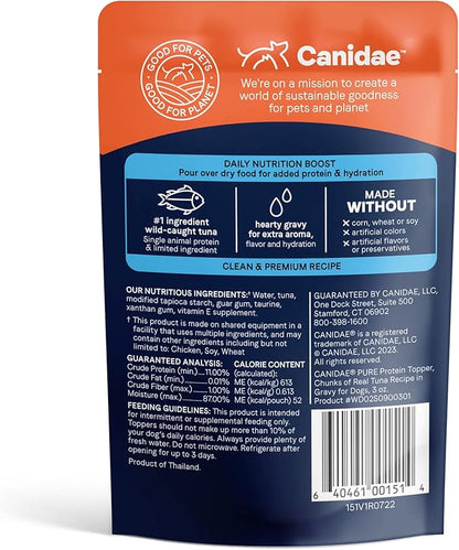 CANIDAE Pure Protein Topper Wet Dog Food, Chunks of Real Tuna in Gravy Recipe, 3 oz. (Case of 12)
