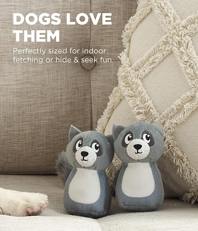 Outward Hound Squeakin' Racoon Hide A Puzzle Plush Replacement Dog Toys - 3 Pack