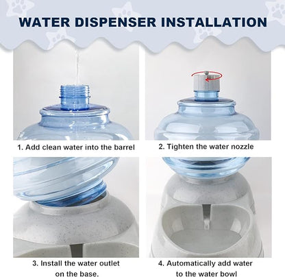 Water Dispenser Station for Large Dogs and Cats, 3 Gallon Gravity Automatic Feeder, Large Size Dog Drinking Fountain