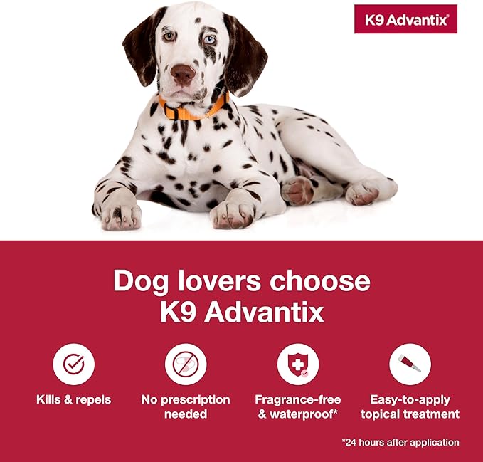 K9 Advantix Flea, Tick & Mosquito Prevention for Dogs 21-55 lbs. | Flea Drops for Large Dogs | Apply Monthly | 2 Treatments