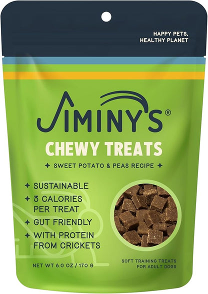 Jiminy's Chewy Cricket Dog Training Treats, Hypoallergenic, 6oz, Sweet Potato & Pea (Pack of 1)