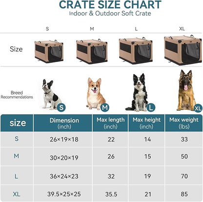Dog Crates for Large Dogs, Adjustable Fabric Cover by Spiral Iron Pipe, Strengthen Sewing Soft Dog Crate 3 Door Design,'39.5'' X 25'' X 25''