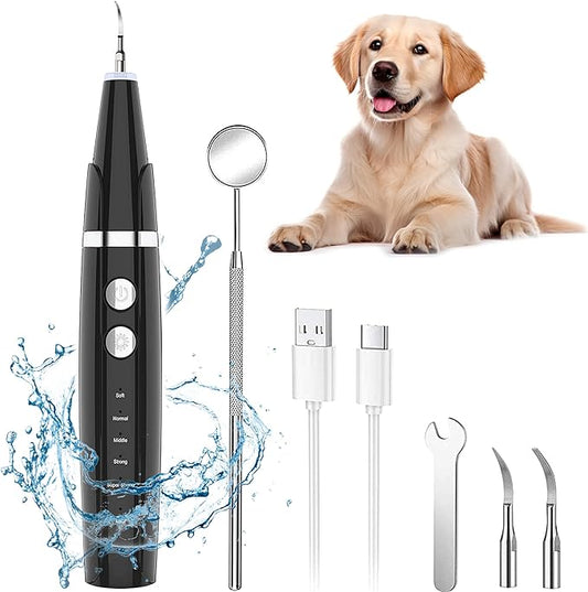 Plaque Remover for Teeth - Pet Ultrasonic Toothbrush Cleaner - Teeth Cleaning Kit for Tartar and Stains - Suitable for Dogs and Cats (Black)