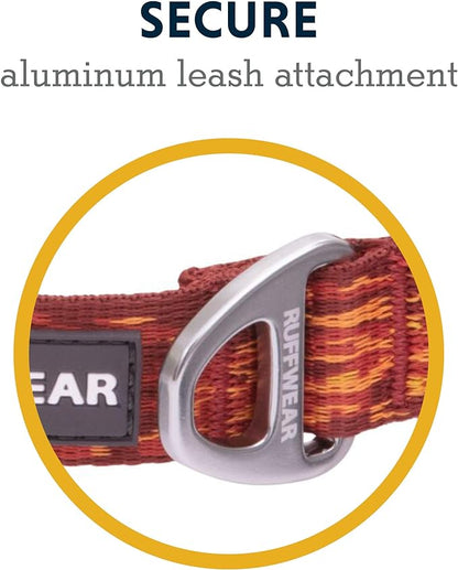 Ruffwear, Flat Out Dog Collar (Formerly Hoopie), Webbing Collar for Walking and Everyday Use, Ember Distortion, 14"-20"