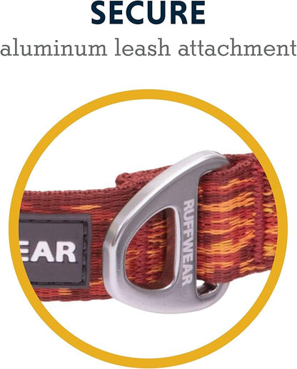Ruffwear, Flat Out Dog Collar (Formerly Hoopie), Webbing Collar for Walking and Everyday Use, Ember Distortion, 20"-26"