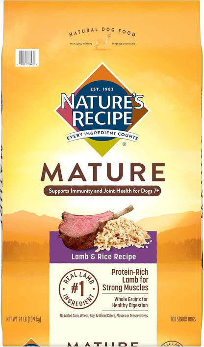 Nature's Recipe Mature Lamb & Rice 24 Pounds Dry Dog Food + Chicken Recipes Variety Pack 2.75 Ounce (Pack of 24) Wet Dog Food Bundle