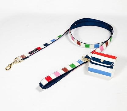 Kate Spade New York Heavy Duty Leash for Female or Male Dogs, Cute Pet Leash with Gold Metal Hardware, Long Dog Lead for Small Medium Large Breeds (Large, Adventure Stripe)