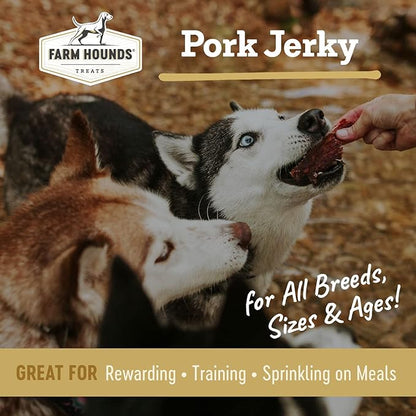 Farm Hounds Premium Pork Jerky for Dogs, 100% Made from Humanely-Raised Pork, Dog Jerky Treats, Healthy Delicious Dog Trainer Dehydrated Pork Jerky Tenders, Made in USA