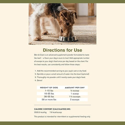 by Katherine Heigl- Skin & Coat Canine Supplement w/Omega-3 Fatty Acids, Organic ingredients, Antioxidant Topper, Nourish Coat &Paws, Joint, Support Shiny Coat &Healthy Skin (30 scoops)