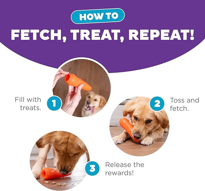 Outward Hound Foodies Carrot Treat-Dispensing Dog Chew Toy, Orange