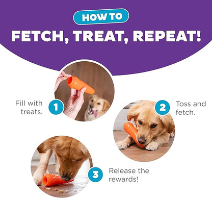 Outward Hound Foodies Carrot Treat-Dispensing Dog Chew Toy, Orange