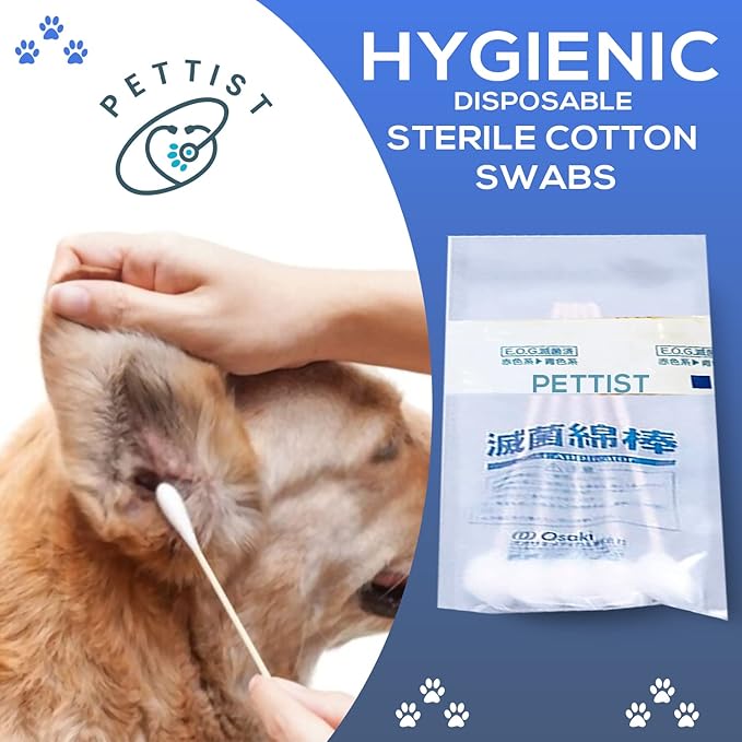 Ear Tape for Dogs 2 Pack with Dog Ear Cleaner Cotton Swabs, Self Adhesive Cotton Tape for Dog Ear Protection and Support, Ear Care Set for Dogs (Tape Width_1 inch(25mm))