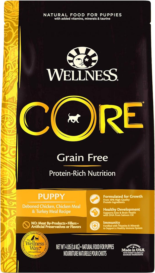 Wellness CORE Natural Grain Free Dry Dog Food, Puppy, 4-Pound Bag