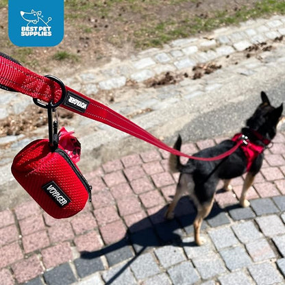Best Pet Supplies 2-Pack Dog Poop Bag Holder Leash Attachment, Color, Reusable Mesh Dispenser Pouch for Travel, Walking, Park, and Outdoor Use, Soft and Durable with Clip-On - Mesh Black