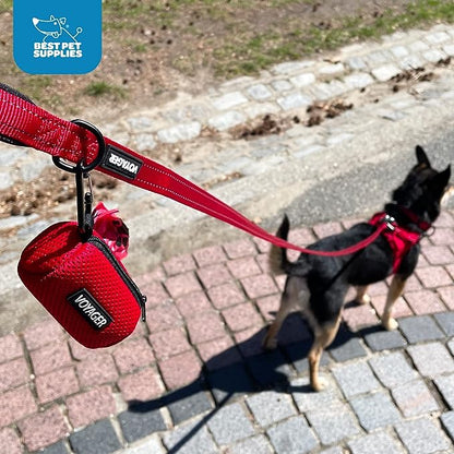 Best Pet Supplies 2-Pack Dog Poop Bag Holder Leash Attachment, Color, Reusable Mesh Dispenser Pouch for Travel, Walking, Park, and Outdoor Use, Soft and Durable with Clip-On - Mesh Orange