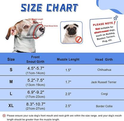 Dog Muzzle Soft Air Mesh Muzzle for Large Dogs, Adjustable Pet Muzzle for Small Medium Dogs to Drink Normally, Breathable Reflective Muzzle for Dogs to Prevent Biting Barking(Grey,L-14)