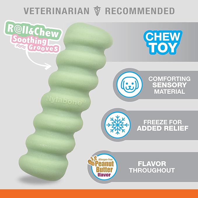 Nylabone Sensory Material Puppy Chew Toys Bundle - Puppy Teething Toys for Boredom & Stimulation - Puppy Supplies - Allergen-Free Peanut Butter and Chicken Flavor, Small/Regular (2 Count)