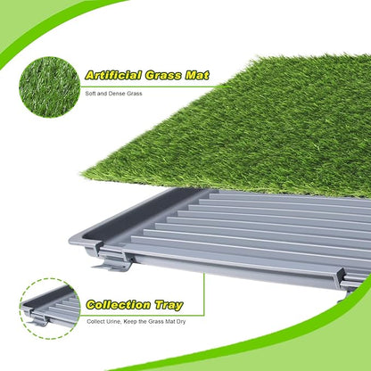 Dog Grass Pad with Tray: Reusable Training Pad with 3-Pack Replaceable Artificial Grass - Quick Absorbent Indoor Portable Dog Patio Potty, Washable Pee Pad for Small Medium to Large Dog, 22"x18" Grey