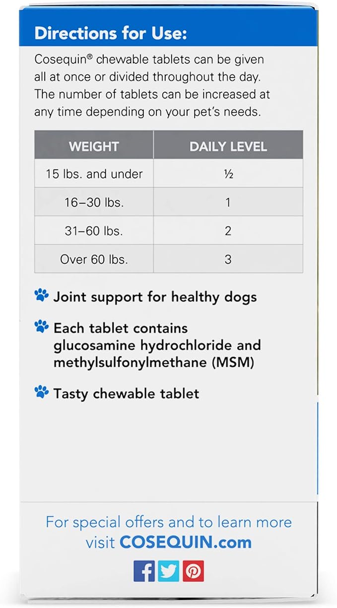 Nutramax Cosequin Standard Strength Joint Health Supplement for Dogs, with Glucosamine and MSM, 75 Chewable Tablets (Pack of 2)