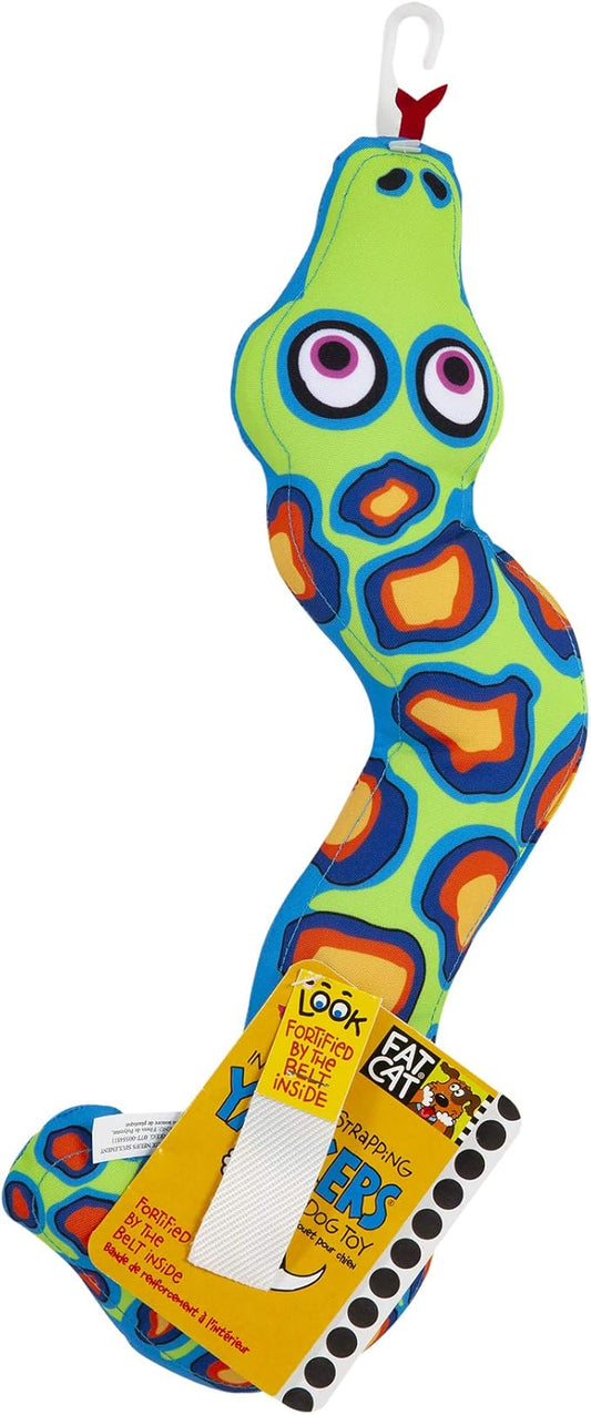 Fat Cat Incredible Strapping Yankers Dog Toy, Snake (Colors May Vary)