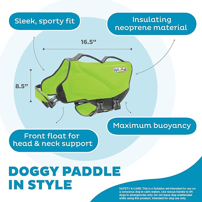 Outward Hound Dawson Swim Green Dog Life Jacket, XL