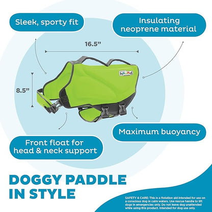 Outward Hound Dawson Swim Green Dog Life Jacket, XL