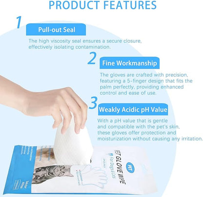 18 PCS Unscented Extra Thick Pet Cleaning Wipes for Dogs & Cats,Dog Washing Bathing Deodorizing Grooming Gloves for Daily Care and Traveling with EDI Water, Tea Tree and Aloe Extract (18)