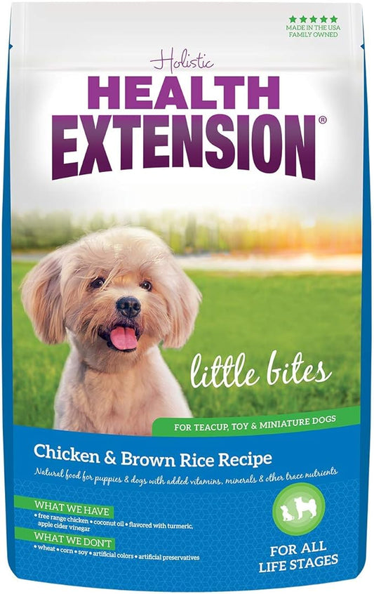 Health Extension Little Bites Dry Dog Food, Natural Food with added Vitamins & Minerals, Suitable for Teacup, Toy & Small Dogs, Chicken & Brown Rice Recipe (30 Pound / 13.6 Kg)