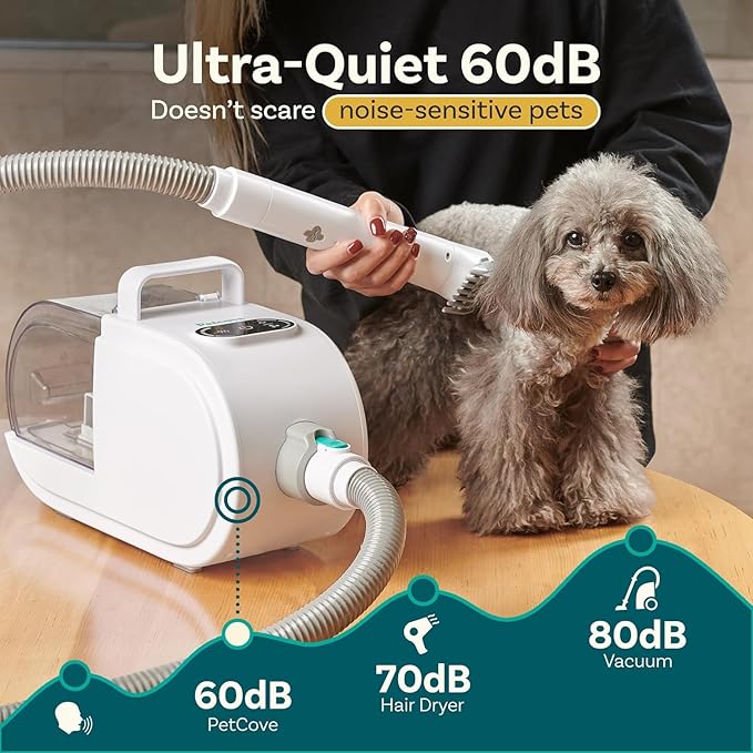 7 in-1 Dog Grooming Kit And Dog Hair Dryer, 60db low Noise Dog Grooming Vacuum, Pet Vacuum Grooming Kit, Dog Hair Vacuum, Dog Hair Dryer, Pet Dryer, Dog Blow Dryer, Cat Grooming Kit