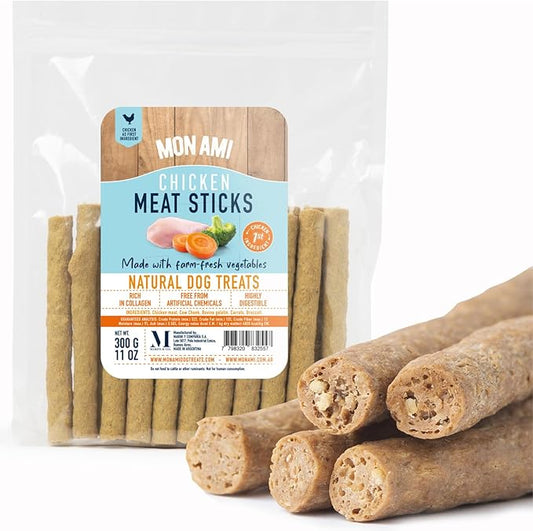 Mon Ami Chicken Meat Sticks for Dogs with Farm Fresh Vegetables (11 Oz) – Human Grade Dog Treats with Superfoods - Training Treats for Dogs - Healthy Dog Treats for Small, Medium and Large Dogs