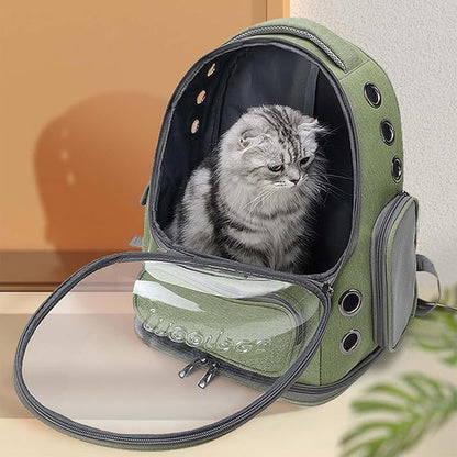 Cat Carrier Backpack Dog Backpack Carrier for Small Dogs Pet Bubble Backpack Bag with Air Holes Airline Approved Travel Carrier Green