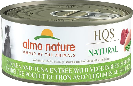 almo nature HQS Natural Wet Dog Food Chicken and Tuna Entree with Vegetables in broth 5.5 oz (Pack of 12)