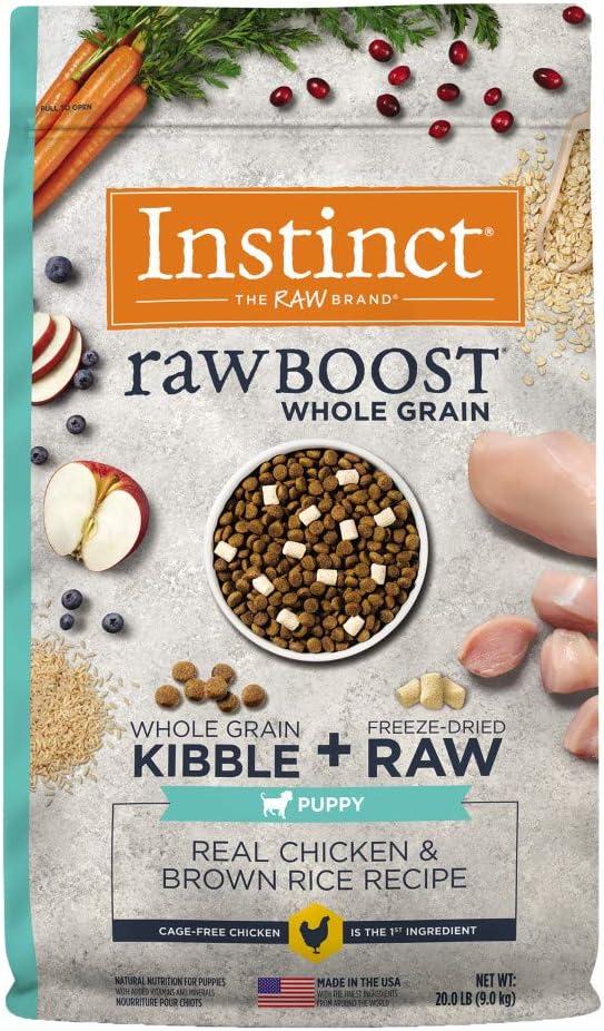 Instinct Raw Boost Whole Grain Dry Dog Food, Natural Puppy Recipe Kibble with Omegas + Freeze Dried Raw Dog Food, 20 lb. Bag