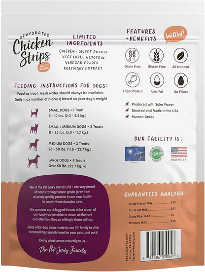 Premium Chicken & Sweet Potato 12 oz. Dog Jerky Treats | 100% Human Grade | USA Made | High Protein | Grain Free | Limited Ingredients | BHA-BHT Free | Soft-Tender