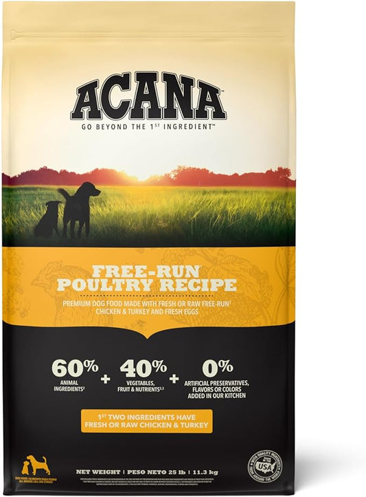 ACANA Grain Free Dry Dog Food, Free-Run Poultry Dog Food Recipe, 25lb