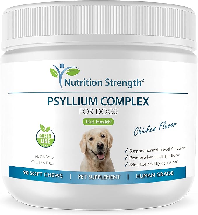 Psyllium for Dogs Complex to Promote Your Pet's Gut Health, Stimulate Healthy Digestion, Support Normal Bowel Function, with Psyllium + Inulin, Bromelain & Protease, 90 Soft Chews