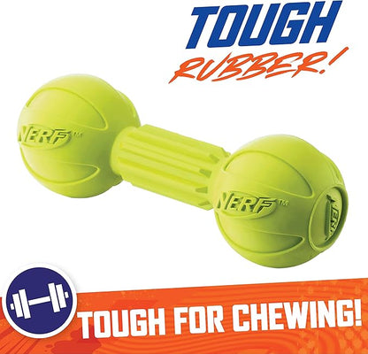 Nerf Dog Rubber Chew Barbell Dog Toy, Lightweight, Durable and Water Resistant, 7.5 Inches, For Medium/Large Breeds, Single Unit, Green (6994)