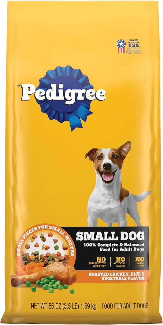 PEDIGREE Small Dog Complete Nutrition Small Breed Adult Dry Dog Food Roasted Chicken, Rice & Vegetable Flavor Dog Kibble, 3.5 Pound (Pack of 1)