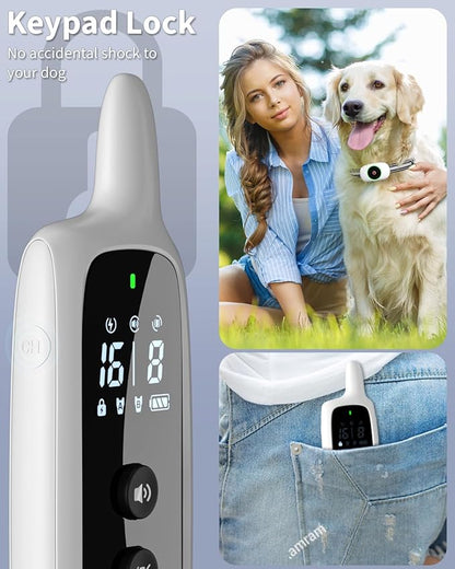 Dog Shock Collar for 2 Dogs, Dog Training Collar with Remote for Large Medium Small Dogs, Rechargeable E-Collar Waterproof Collars with 3 Training Modes, Range up to 3300Ft-Grey