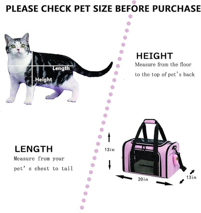 Cat Carrier Dog Carrier Pet Carrier Cat Bags for Small Medium Cats Dogs Puppies of 15 Lbs,of Airline Approved Small Dog Bag Soft Sided,Collapsible Travel Puppy Carrier (Large, Pink)