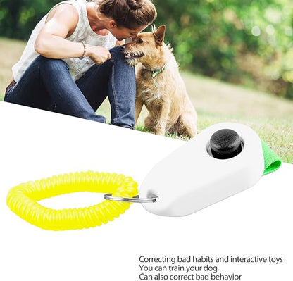 Dog Training Clicker, Lightweight Pet Training Clicker with Finger Ring and Wrist Strap, Clicker for Pets Cats Puppy Birds Horses, Perfect for Behavioral Training (White)