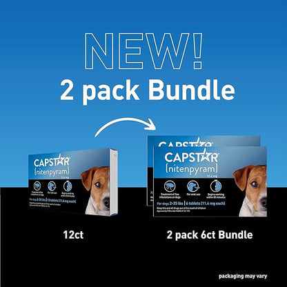 Capstar (nitenpyram) for Dogs, Fast-Acting Oral Flea Treatment for Dogs 2-25 lbs, Vet-Recommended Flea Medication Tablets Start Killing Fleas in 30 Minutes, 12 Doses