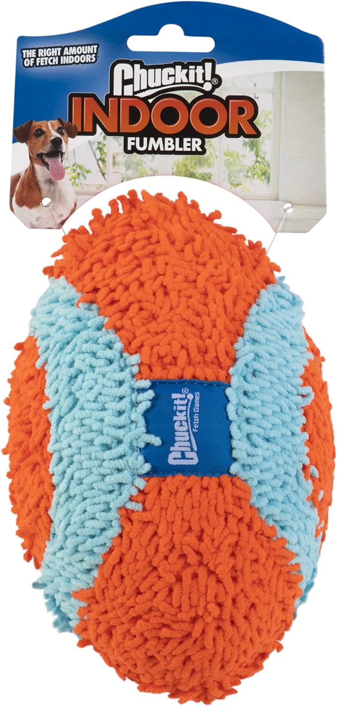 Chuckit! Indoor Fetch Fumbler Dog Toy (9.5 Inch), Orange and Blue
